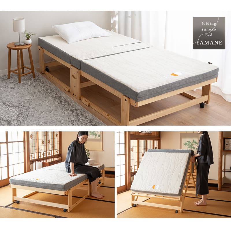ベッド/マットレス  Wooden bed with mattress すのこベッド マットレス 2点セット シングル 完成品 横揺れ防止