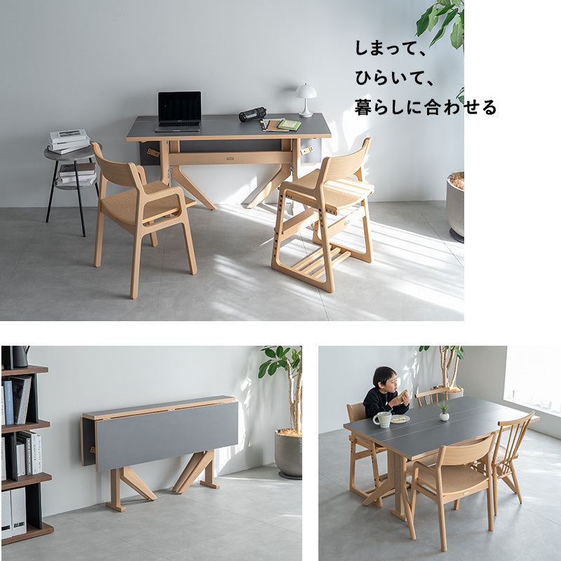 ダイニング 5点セット 幅135cm 折りたたみ バタフライ 長方形 角型 2人