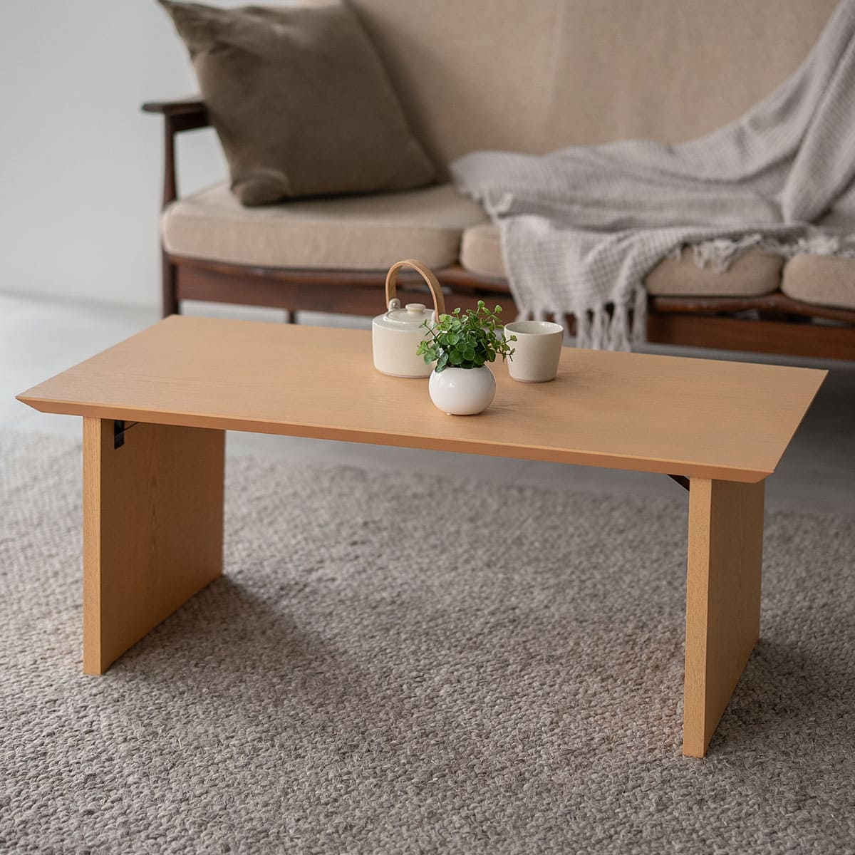 折りたたみテーブル 幅90cm 幅105cm 長方形 角型 完成品 薄型 木製