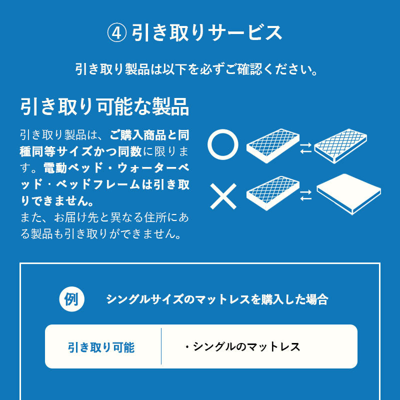 【引き取り＆開梱設置サービス】マットレスSS/S専用