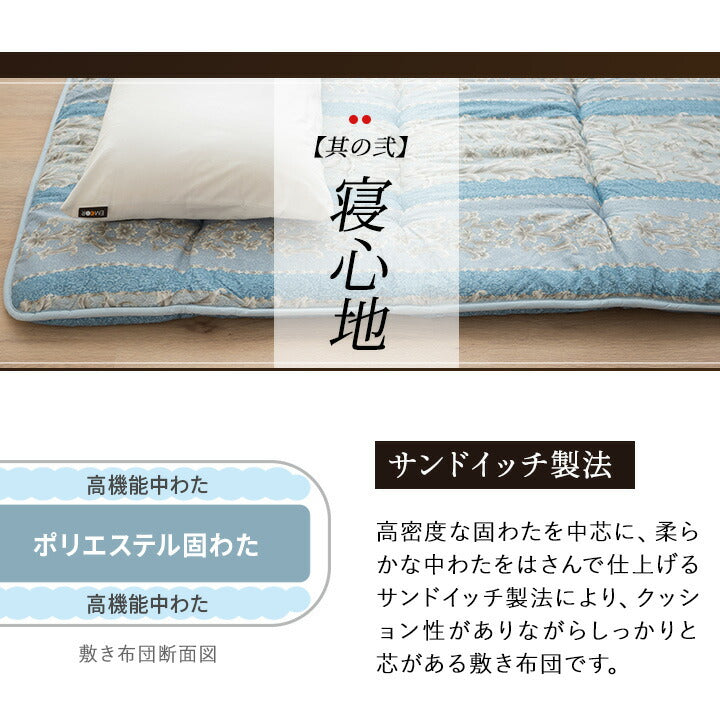 敷き布団 シングルサイズ 約100×200cm 日本製 軽量 6つ折り  抗菌 防臭 防ダニ
