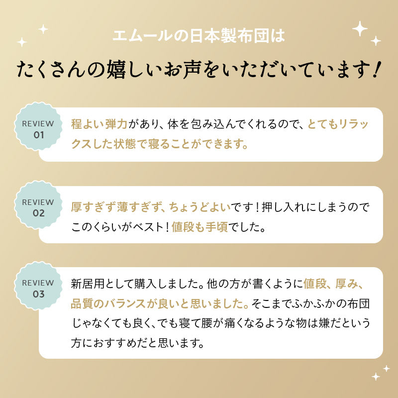 敷き布団 敷布団 日本製 体圧分散 抗菌・防臭・防ダニ 3層 高反発ウレタン 防ダニ布団 抗菌布団 ウレタン敷き布団 体圧分散敷き布団 軽量 オールシーズン ウレタン入り エムールの日本製布団