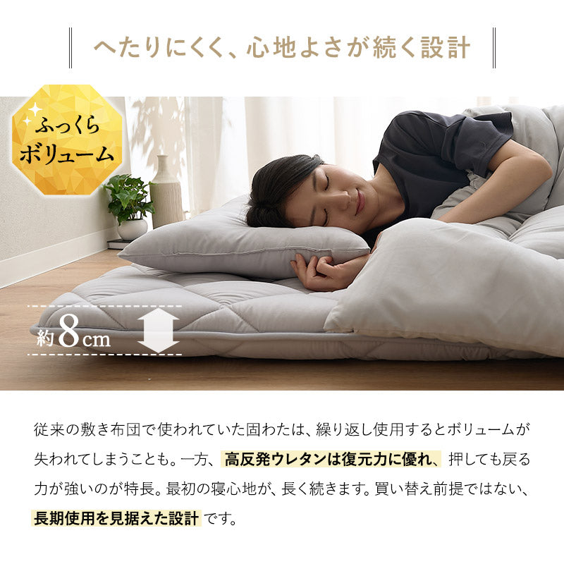 敷き布団 敷布団 日本製 体圧分散 抗菌・防臭・防ダニ 3層 高反発ウレタン 防ダニ布団 抗菌布団 ウレタン敷き布団 体圧分散敷き布団 軽量 オールシーズン ウレタン入り エムールの日本製布団