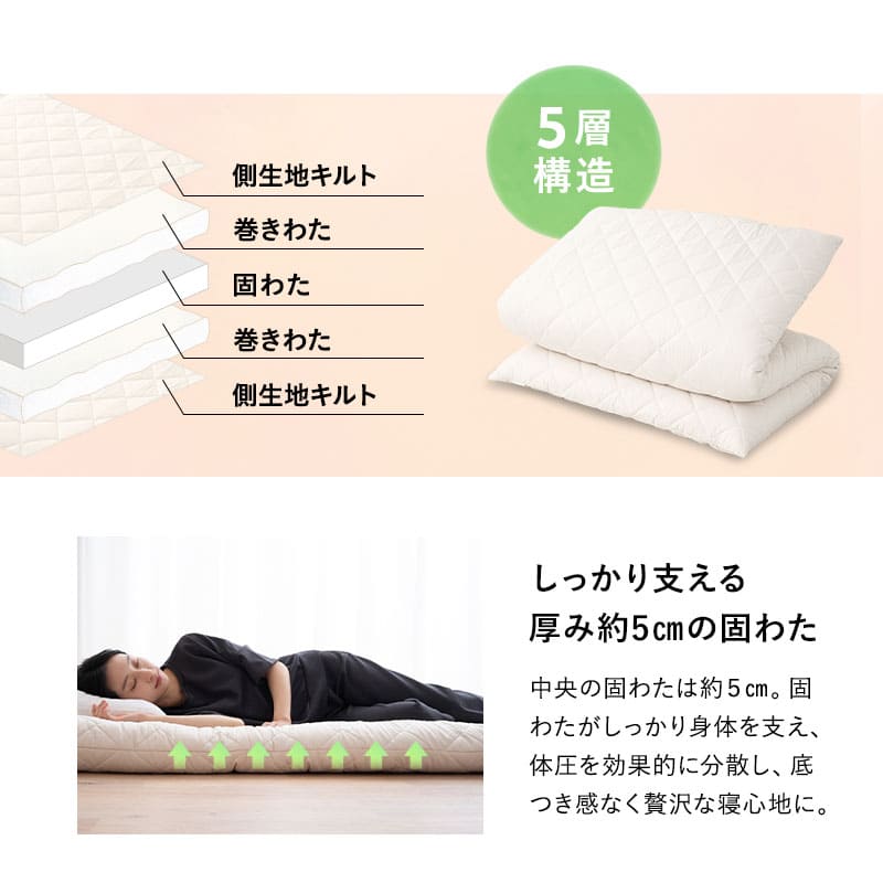 敷き布団 セミシングル シングル 日本製 極厚11cm 5層構造 折りたたみ