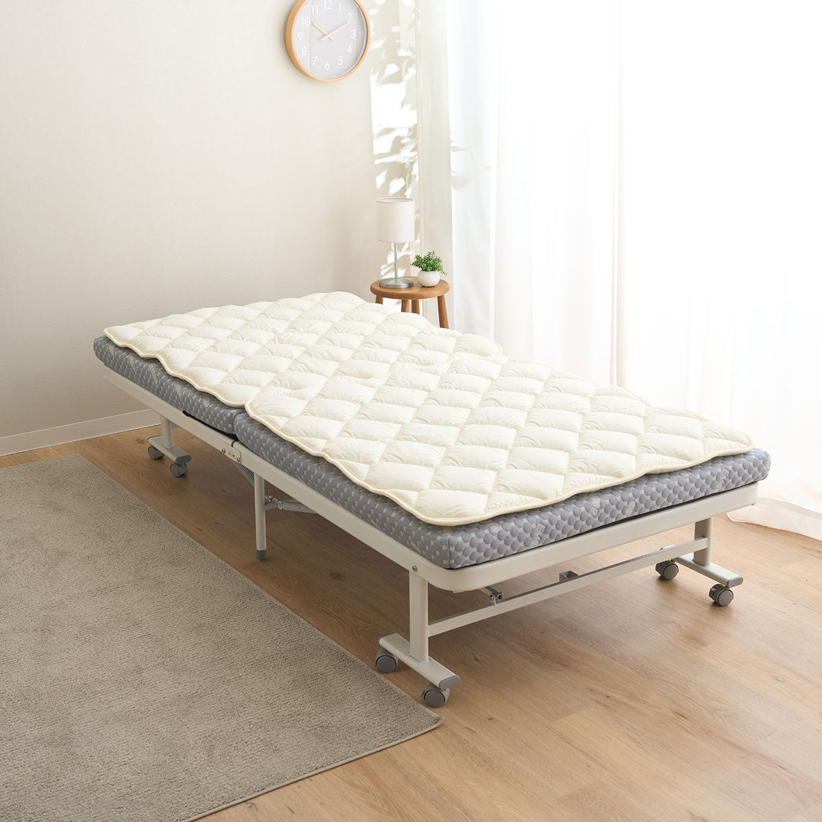 折りたたみベッド専用 ベッドパッド 上下2枚組 シングル 抗菌 防臭 防ダニ 日本製 綿100％ 敷きパッド 寝心地改善 洗い替え オールシーズン