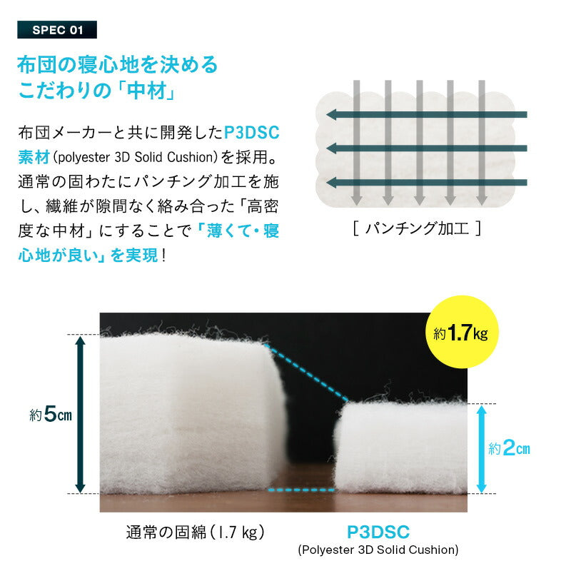 掛け敷き 布団セット セミシングル 収納ケース付き コンパクト