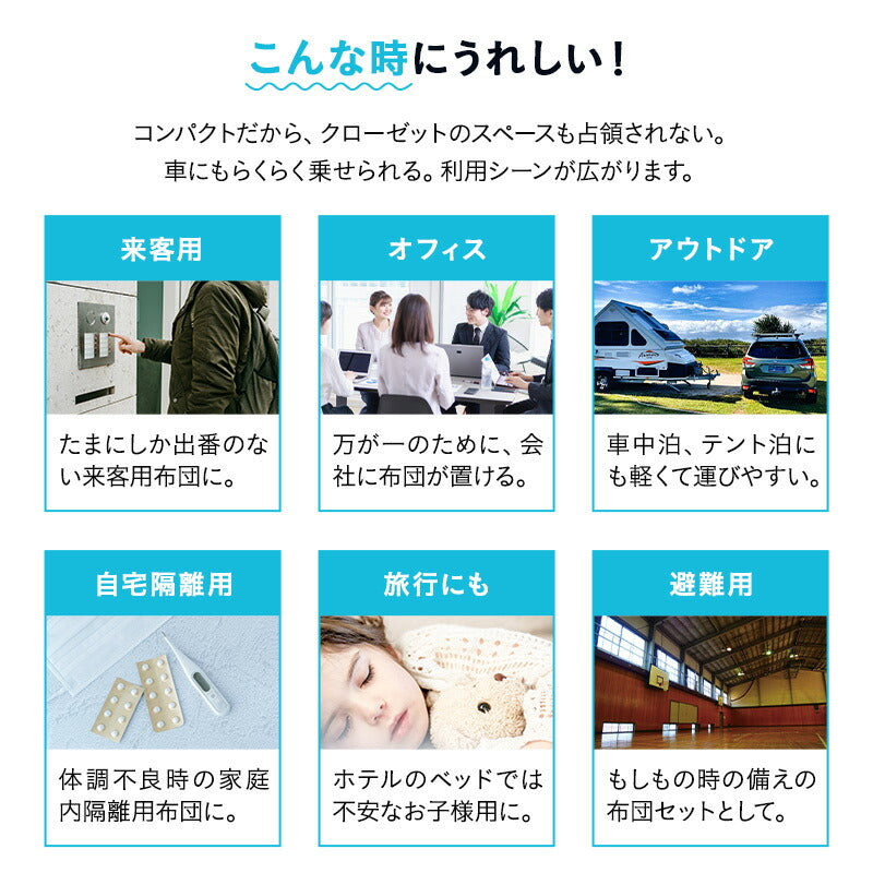 ウルトラコンパクト 布団4点セット シングル （掛け布団・敷き布団・枕・収納ケース）折りたたみ 掛け敷き枕 コンパクト 省スペース