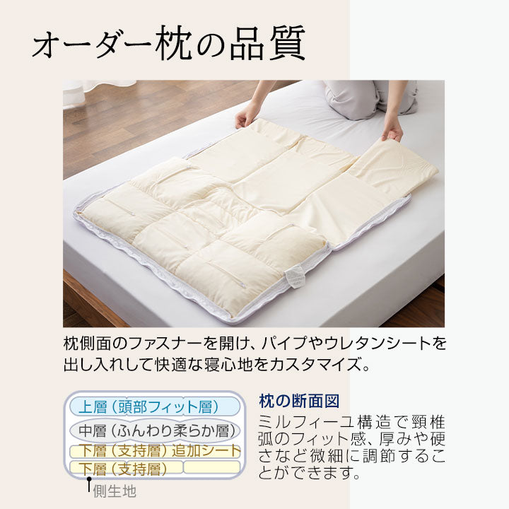 【数量限定】 オーダー 枕 まくら 日本製 手洗いOK カスタマイズ 高さ調節 ジャガード織