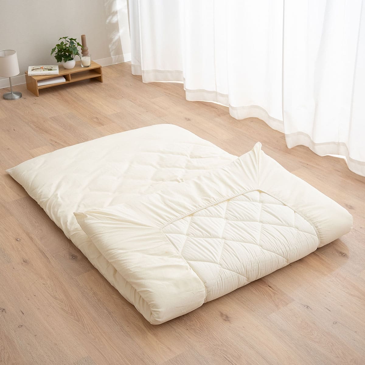 マットレス風布団2枚（カバー付き）2FloorMattress w/ Cover EMOOR 敷き布団カバー ダブル 日本製 綿100％ 布団カバー 敷布団カバー