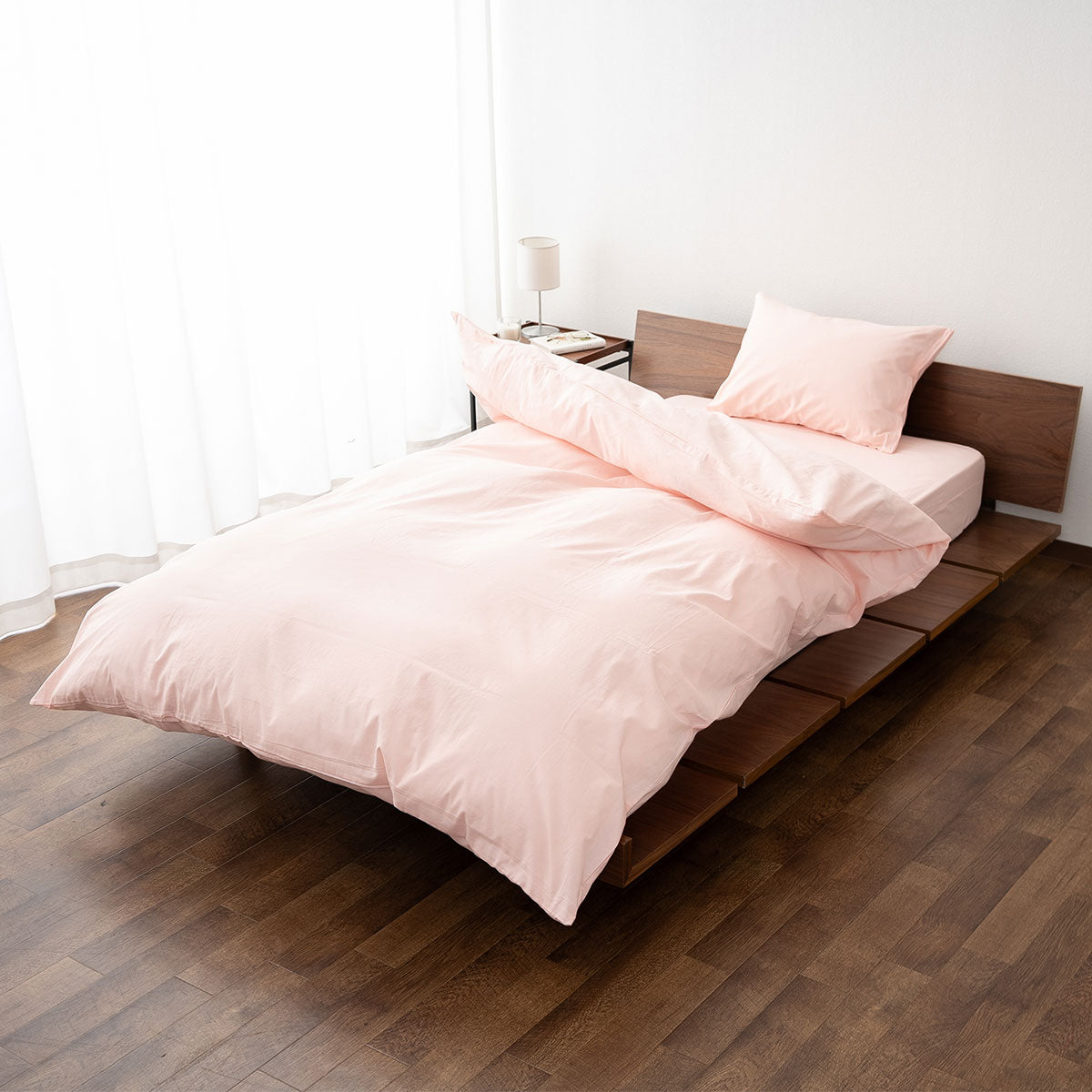 家具 寝具 <シングルベッド一式>(ほぼ未使用/ふとん カバー 付き) 布団カバー3点セット】 セミダブル綿100％ 綿ツイル ボックスシーツ+