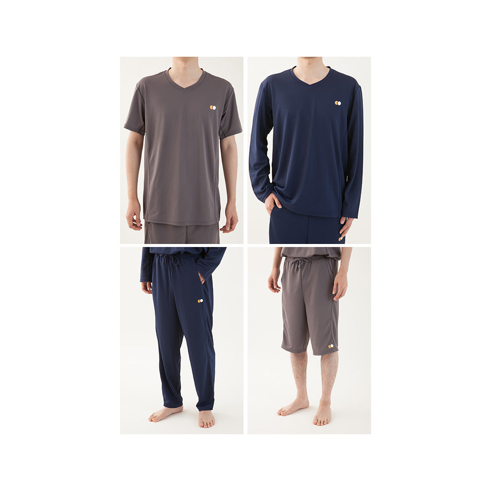EMOOR SLEEP WEAR スリープウェア リカバリーウェア パジャマ ロングスリーブ ロングパンツ  MEN メンズ M L ネイビー グレー 上下セット