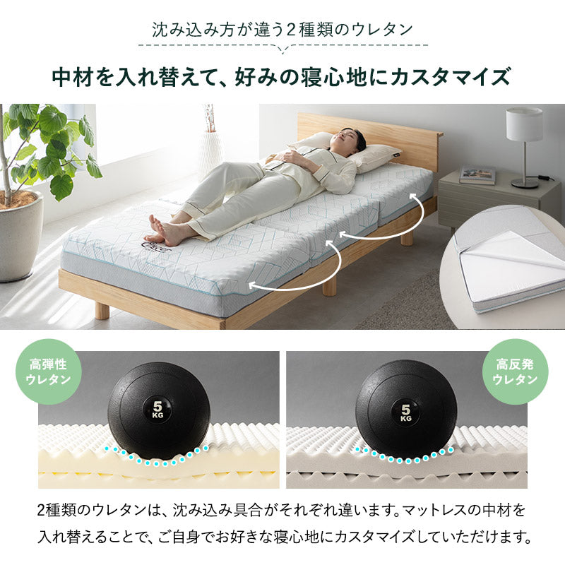 マットレス ダブル 3つ折り 高反発 折り畳みマットレス 極厚　２個セット マットレス ダブル 3つ折り 高反発 折り畳みマットレス 極厚 2