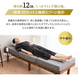 グランドマットレス コンパクトショートサイズ 三つ折り 折りたたみ コンパクト 約65×180 極厚 厚さ12cm