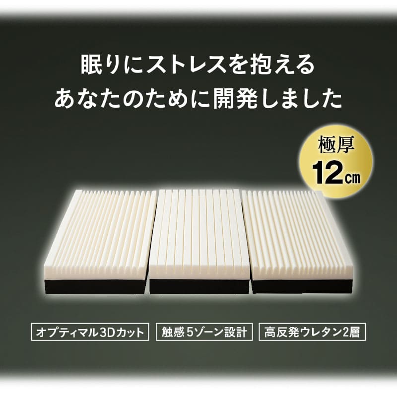 グランドマットレス 選べる4サイズ 三つ折り 高反発 折りたたみ マットレス 厚さ12cm 敷き布団 床対応 ベッド対応 ショールーム体験可