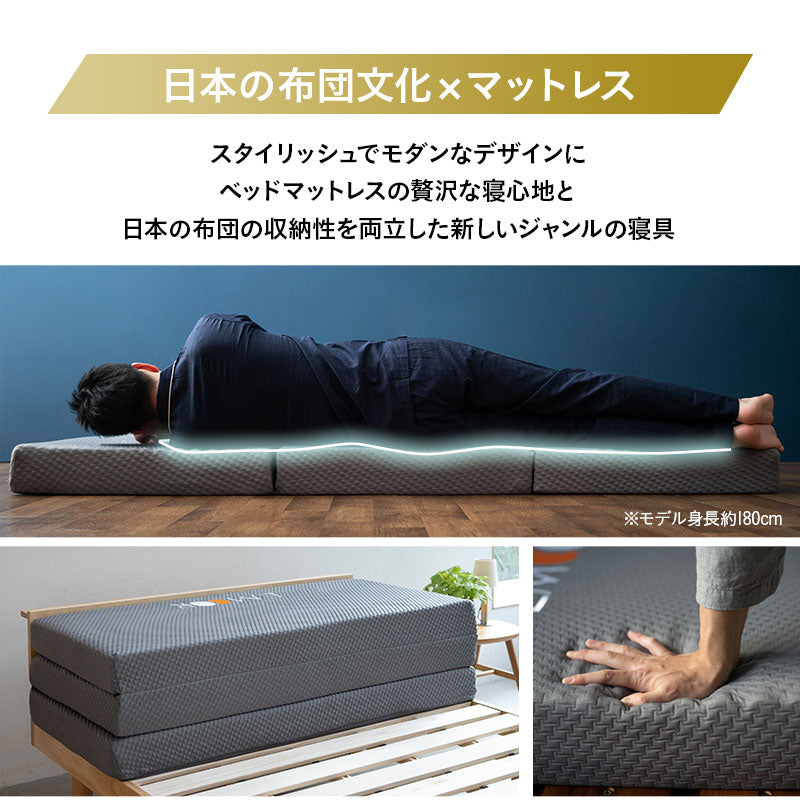 グランドマットレス 選べる4サイズ 三つ折り 高反発 折りたたみ マットレス 厚さ12cm 敷き布団 床対応 ベッド対応 ショールーム体験可
