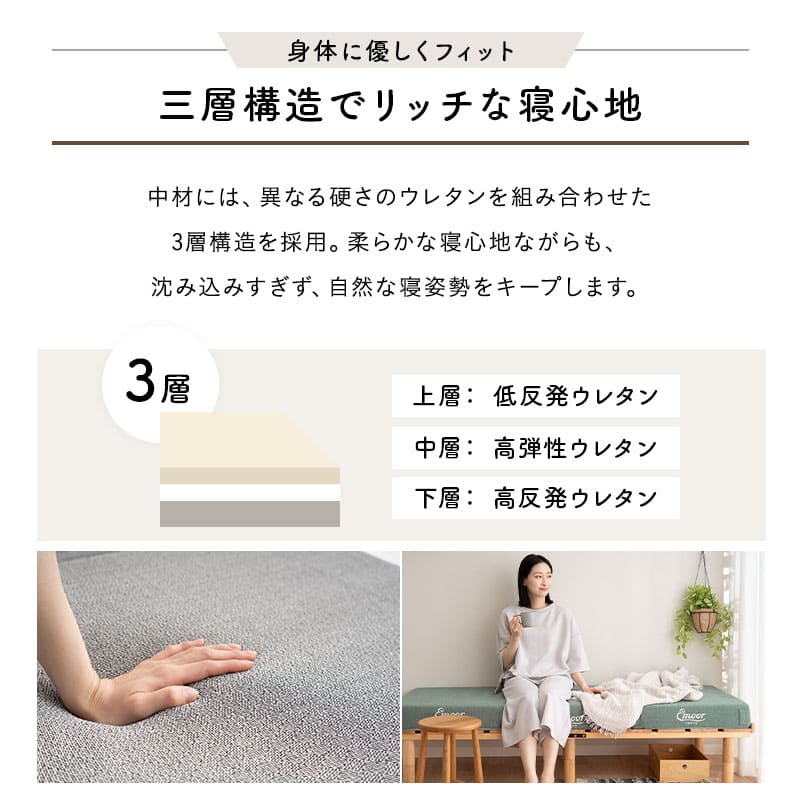 フロアクッションにもなる ごろ寝マットレス  幅65cm コンパクト ショート プレイマット 分割 ジョイント 3層ウレタン 極厚12cm 青山ショールーム体験可