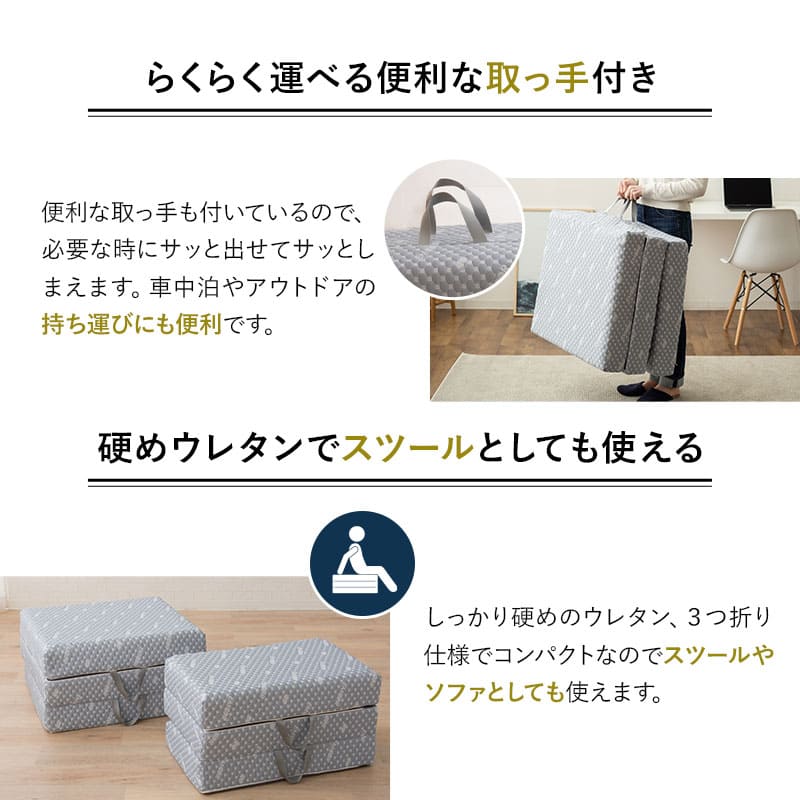 3つ折りマットレス 折りたたみマットレス コンパクトマットレス 幅65cm