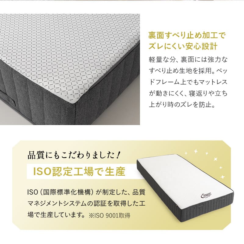 ミレニアム ノンコイルマットレス シングル 極厚 厚み20cm 厚め 寝具 マット millennium ウレタン 3層構造 寝返り 高反発 高密度 軽量 滑り止め加工 メッシュインナー ホワイト 白