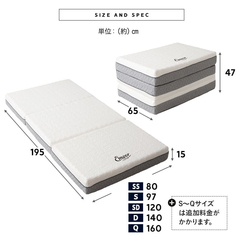 【EMOOR PREMIUM】 プレミアムポータブルマットレ プレミアムマットレス 三つ折り 折りたたみ マットレス セミ