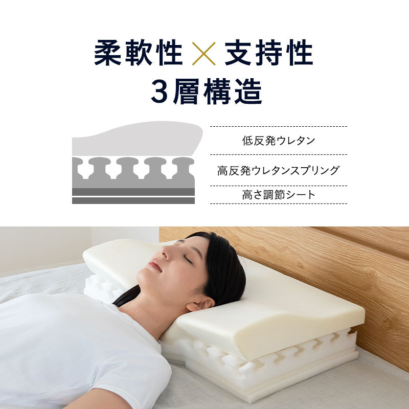 横向き寝まくら 60×34cm 高さ調節可能 カスタム 横寝 3層構造 枕