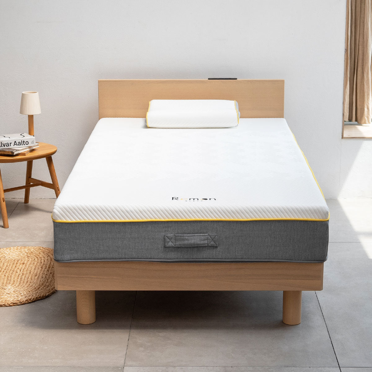 REMONマットレス α アルファ セミダブルサイズ 極厚 22cm 3層構造 低ホルムアルデヒド 高反発ウレタン 取っ手付き
