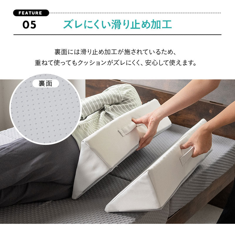 体位変換クッション 2個セット 介護クッション 三角クッション 背あてクッション 足枕 傾斜角度30° 持ち手付き 滑り止め加工 体位変換 体位保持 リハビリ 寝たきり 入院 介護 高齢者 床ずれ防止 逆流予防 むくみ予防