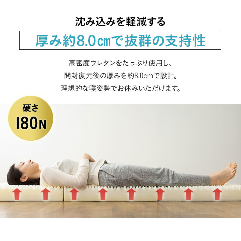 三つ折りマットレス シングルサイズ 高反発 凹凸加工 ウレタン 敷き布団 床対応 ベッド対応