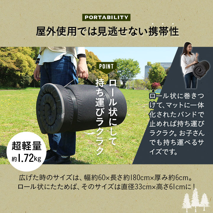 コンパクト ロール ごろ寝 マットレス 折りたたみ シングルサイズ