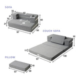 ソファにもなる トランスフォームマットレス シングル 4WAY 1台4役 変形自在 厚さ11cm 三つ折り 折りたたみ マットレス カウチ まくら付き