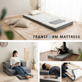 ソファにもなる トランスフォームマットレス シングル 4WAY 1台4役 変形自在 厚さ11cm 三つ折り 折りたたみ マットレス カウチ まくら付き