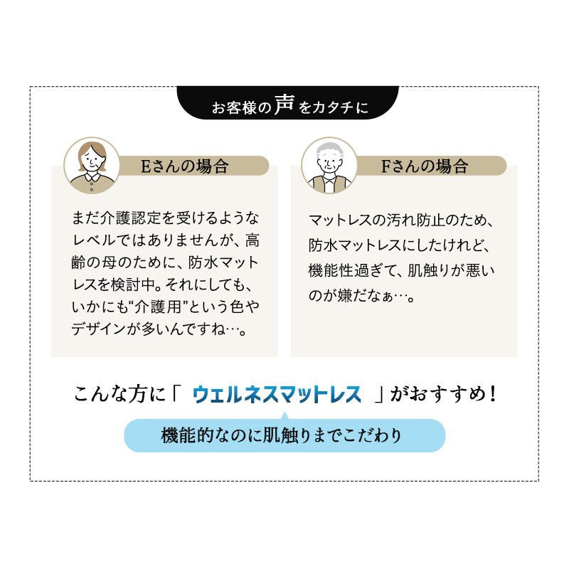 ウェルネスマットレス 介護用 防水マットレス シングル 完全防水 電動ベッド対応 2層構造 厚さ10cm 人工皮革 完成品 床ずれ予防 褥瘡予防 寝返りサポート