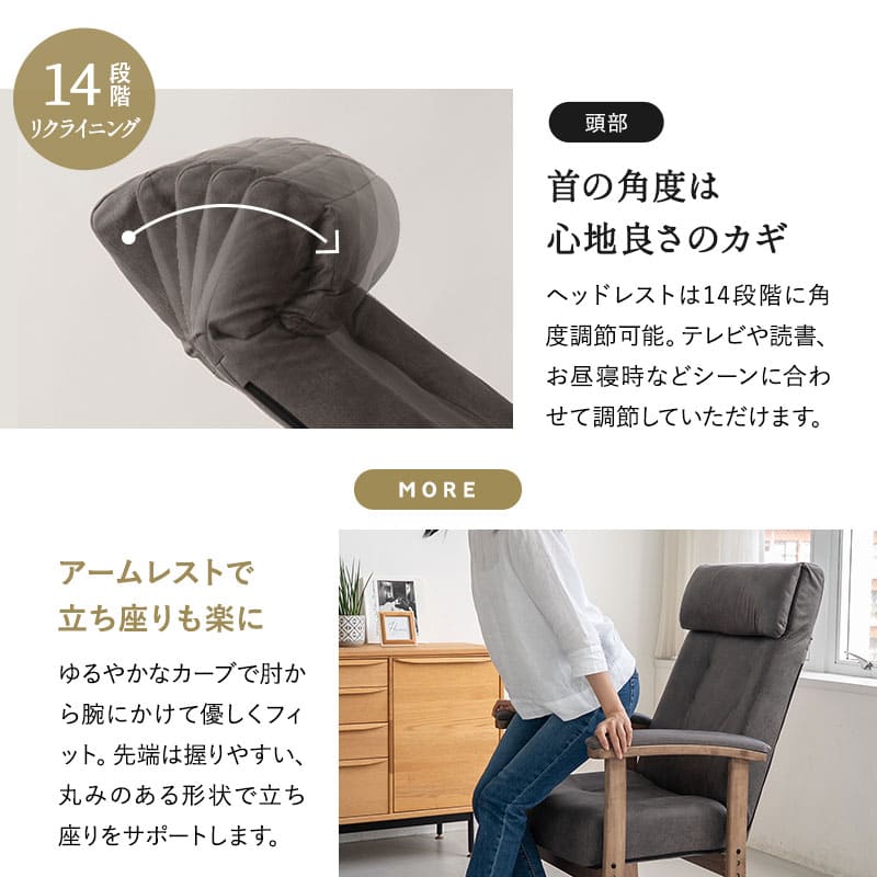 れおん】 ポケットコイル 高座椅子 オットマンスツール 2点セット