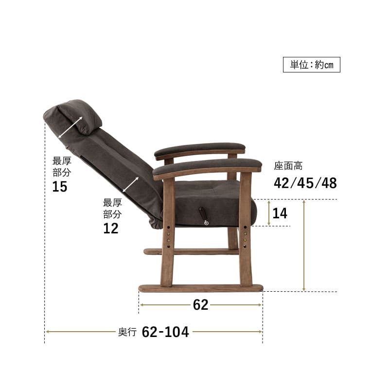 れおん プレミアム ポケットコイル高座椅子 オットマンスツール 2点セット プレミアムタイプ リクライニングチェア ファブレザー 本革調 天然木 ハイバック レバー式 高さ調節可能 角度調節可能 腰痛対策 むくみ防止 軽量