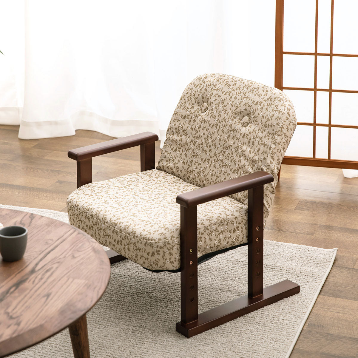 天然木製 高座椅子 高座椅子 組立不要 「こころ」コンパクト 座面高4段階調節