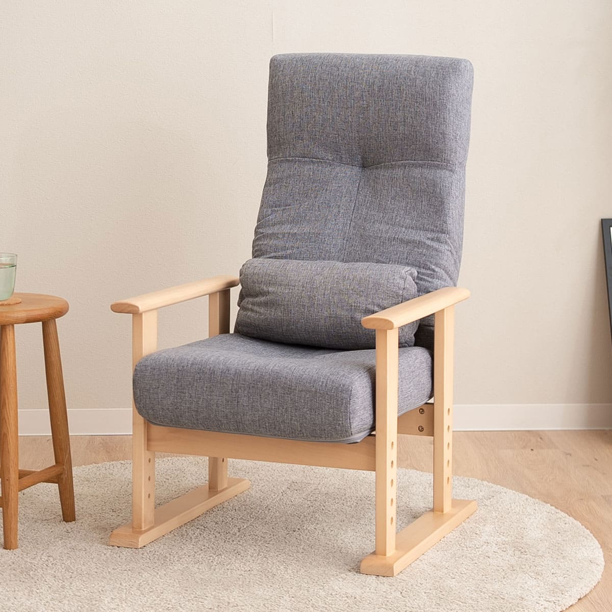 高座椅子 リクライニングチェア きらく レバータイプ 高さ調節可能