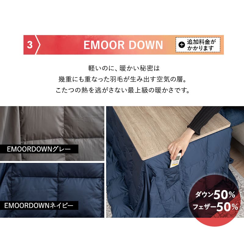 こたつテーブル＋こたつ掛け布団 セット 長方形 幅120cm ハイタイプ 省スペースデザイン