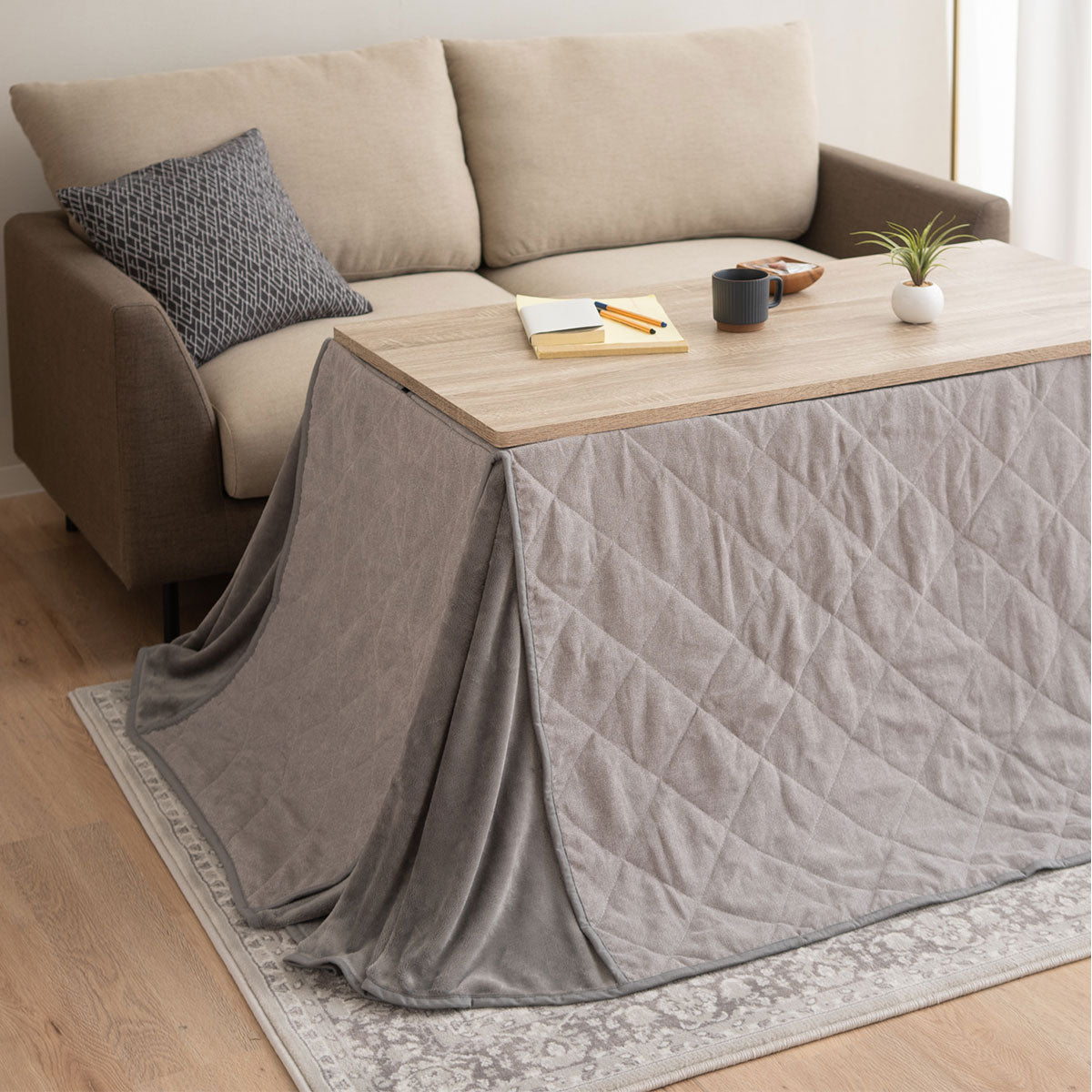 こたつテーブル＋こたつ掛け布団 セット ハイタイプ 幅80cm