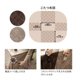 こたつテーブル＋こたつ掛け布団＋高座椅子 セット 長方形 幅80cm ハイタイプ 省スペースデザイン