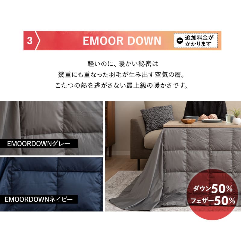 こたつテーブル＋こたつ掛け布団 セット 長方形 幅80cm ハイタイプ 省スペースデザイン