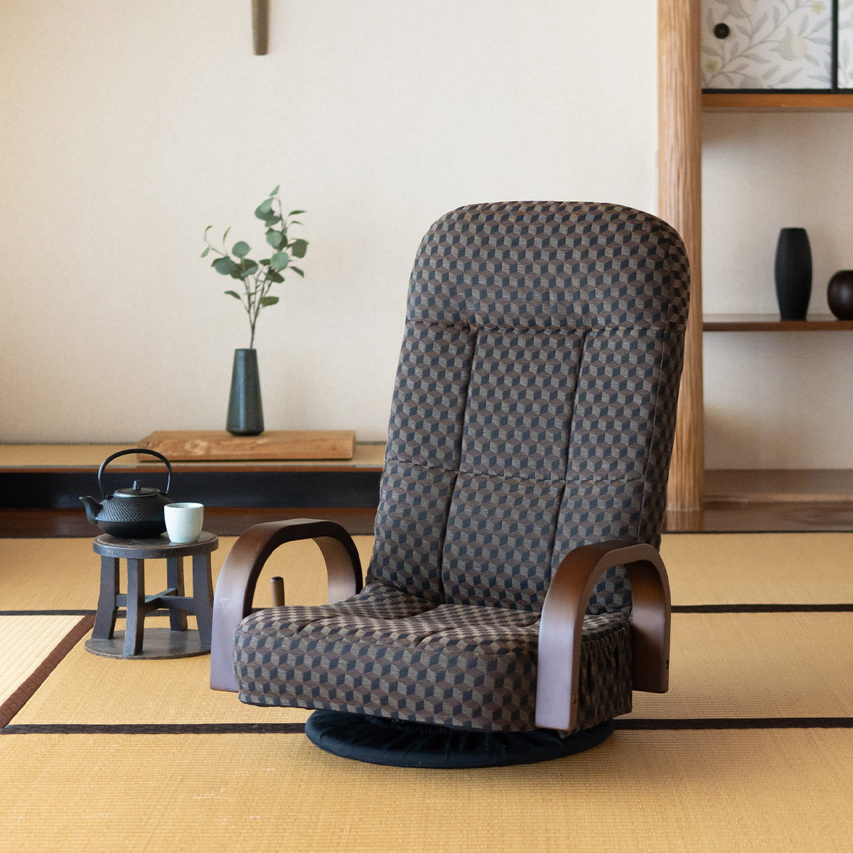 回転座椅子 リクライニング レバー式 一人用 ハイバック 肘付き プレゼント 敬老の日 父の日 母の日 実用的 ギフト