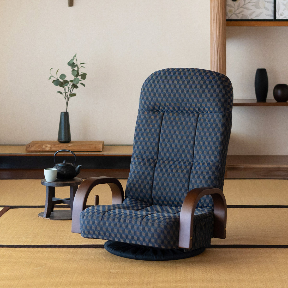エムール ゆるり 回転座椅子 リクライニング 肘掛け付 360度回転 折りたたみ 回転座椅子ゆるり リクライニング レバー式 一人用 │ 寝具・家具の