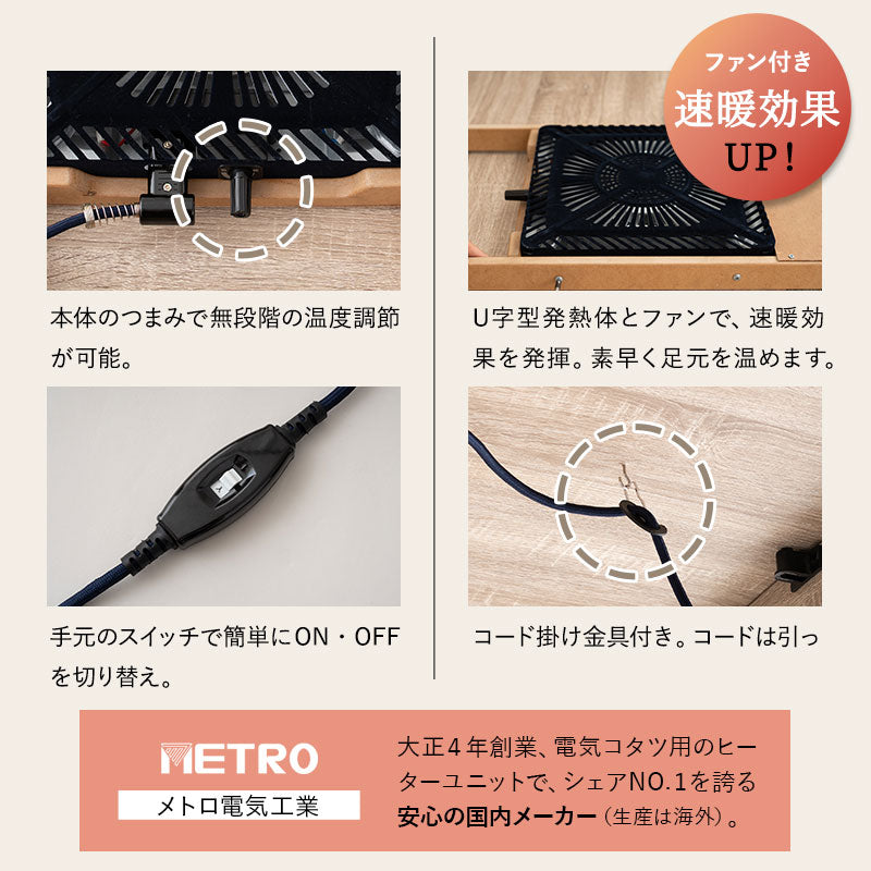 DEETA ディータ こたつテーブル＋チェアセット 幅120cm 長方形 ダイニング用 高さ調節可能 ダイニングテーブル やぐら 机 ダイニングチェア 高座椅子