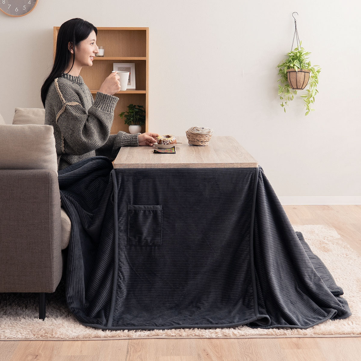 DIVANO ディバーノ こたつテーブル＋こたつ掛け布団 2点セット 幅120cm 長方形 ソファ用 リバーシブル こたつ布団 やぐら 机 ソファ