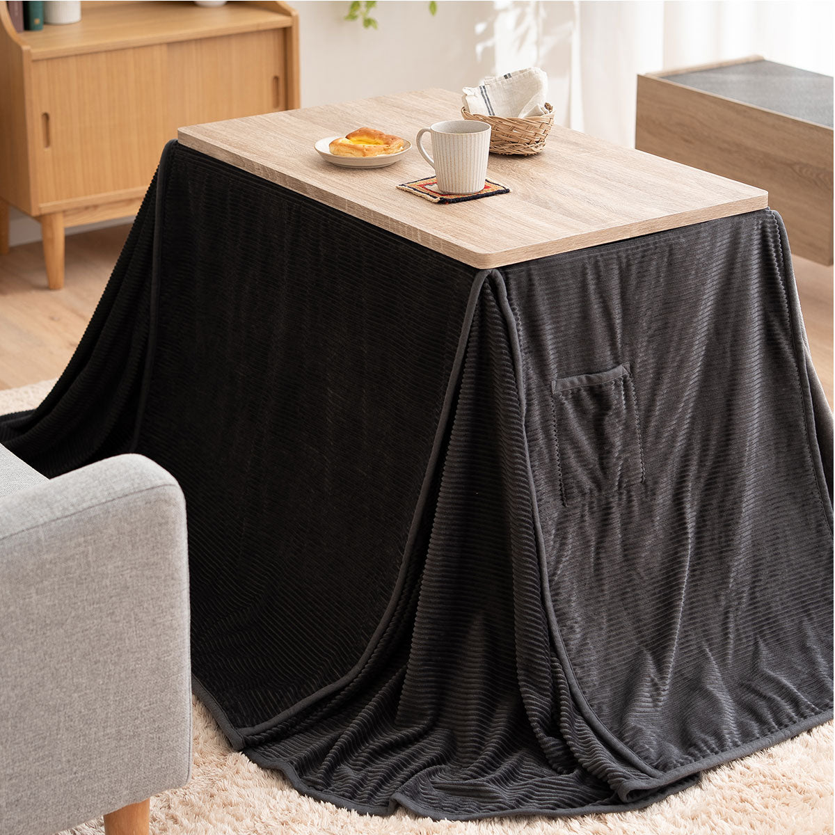 DIVANO ディバーノ こたつテーブル＋こたつ掛け布団 2点セット 幅80cm 長方形 ソファ用 リバーシブル こたつ布団 やぐら 机 ソファ