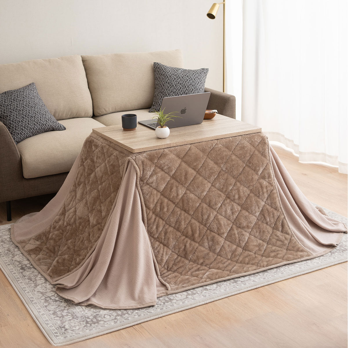 DIVANO ディバーノ こたつテーブル＋こたつ掛け布団 2点セット 幅80cm 長方形 ソファ用 リバーシブル こたつ布団 やぐら 机 ソファ