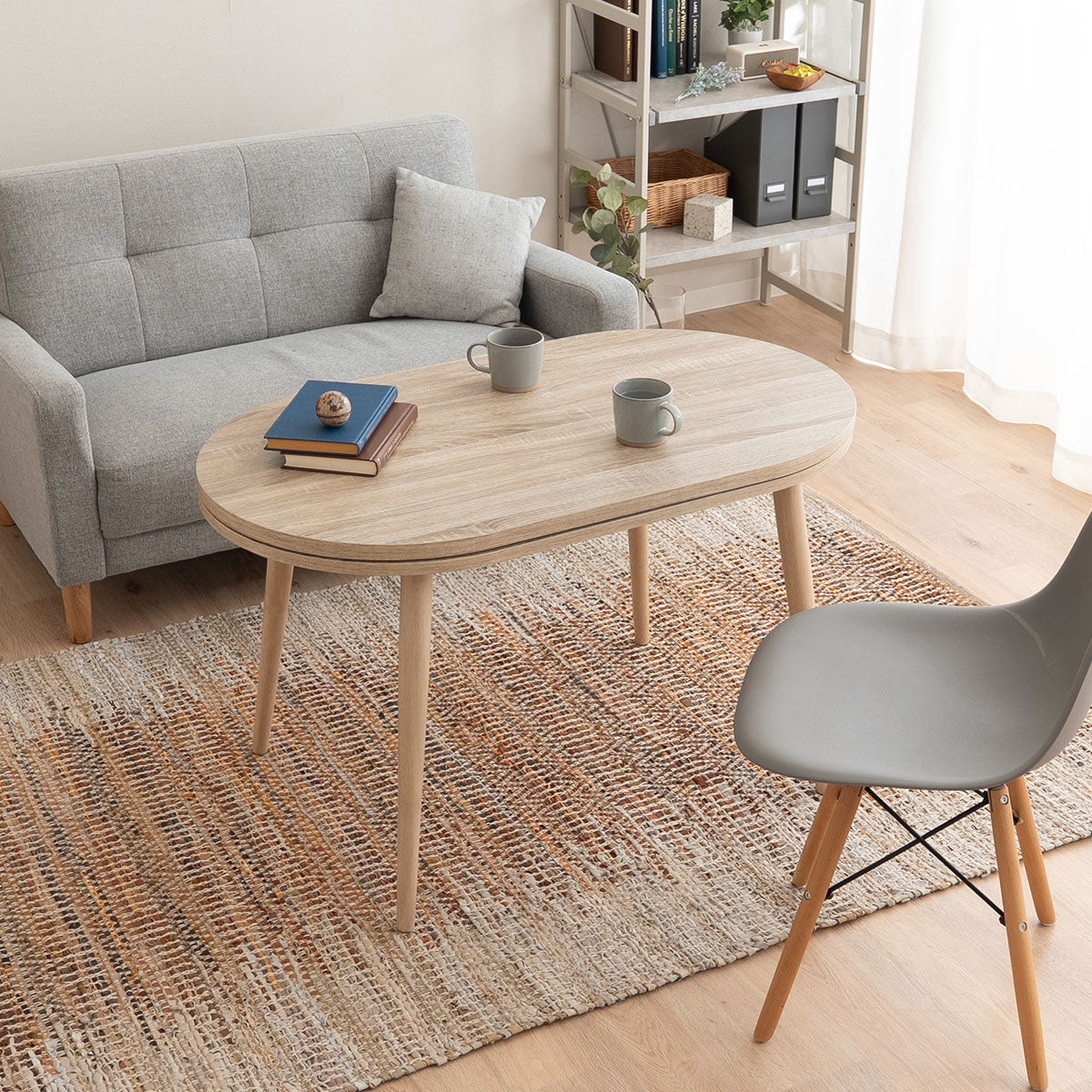 こたつテーブル＋こたつ掛け布団 セット ハイタイプ 幅105cm オーバル