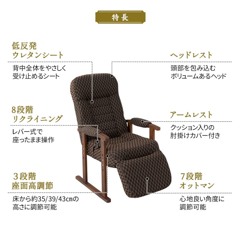 エムール　高座椅子「ゆるり」ブラウン Amazon｜エムール リクライニングチェア 高齢者 椅子 高座椅子