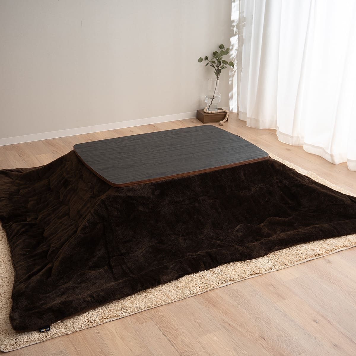 こたつテーブル＋こたつ掛け布団 2点セット 幅105cm 長方形 ロータイプ 木目調 ストーン調 こたつ布団 やぐら デスク 机 オールシーズン