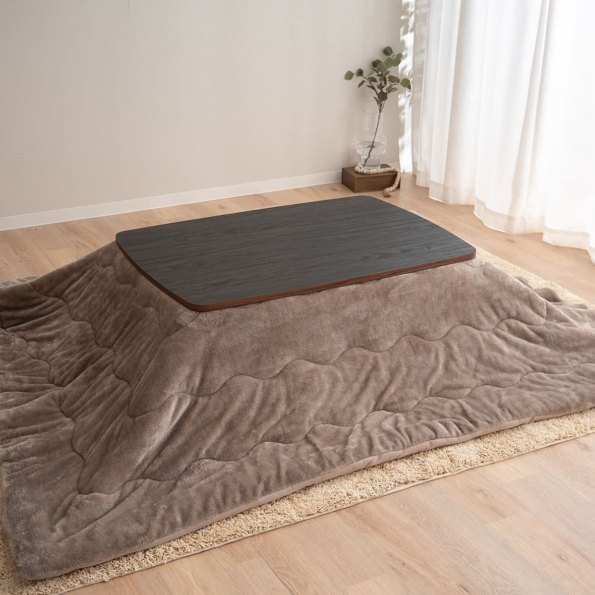 こたつテーブル＋こたつ掛け布団 2点セット 幅105cm 長方形 ロータイプ 木目調 ストーン調 こたつ布団 やぐら デスク 机 オールシーズン