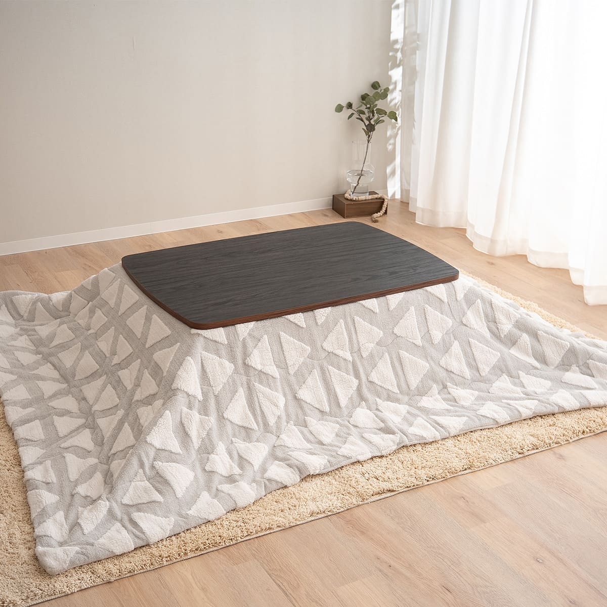 こたつテーブル＋こたつ掛け布団 2点セット 幅105cm 長方形 ロータイプ 木目調 ストーン調 こたつ布団 やぐら デスク 机 オールシーズン